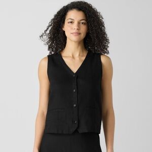 NWT EILEEN FISHER Washed Organic Linen Delave Vest Size Petite Large